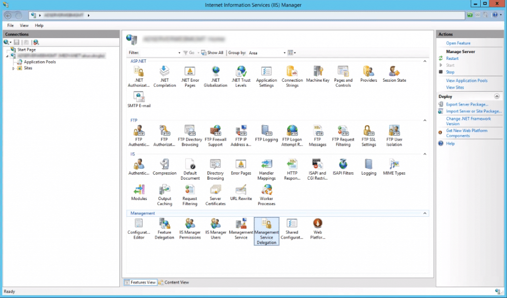 IIS Management Service Delegation
